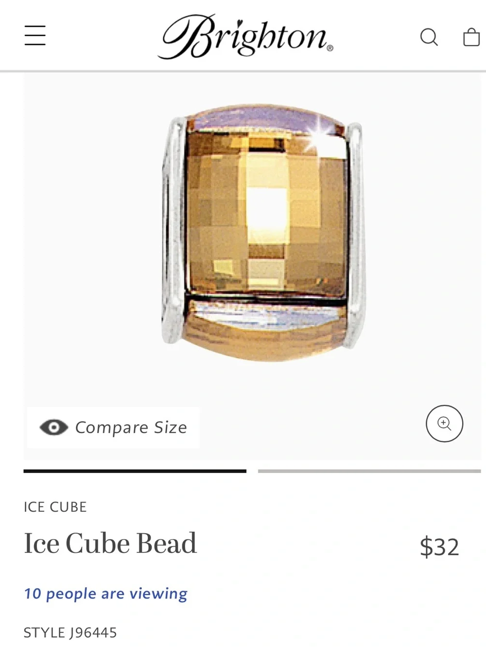 Two Brighton Ice Cube Beads in Gold-Silver Pale gold crystal with Silver edges